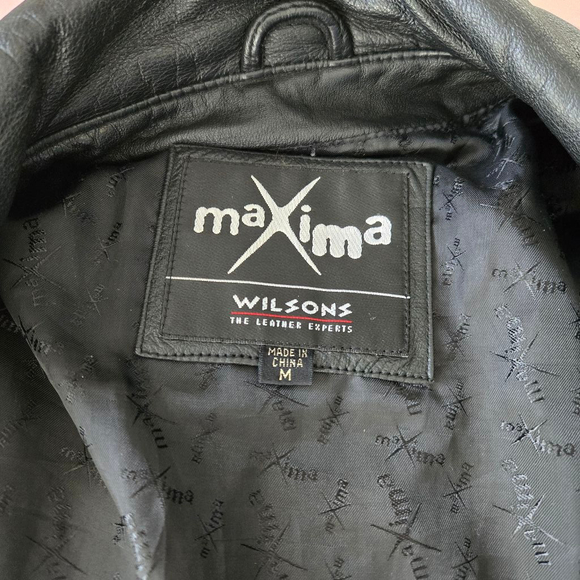 Maxima Wilson's Leather Women's Medium Black Leather Vintage 90s Y2K Jacket Coat - Picture 5 of 6
